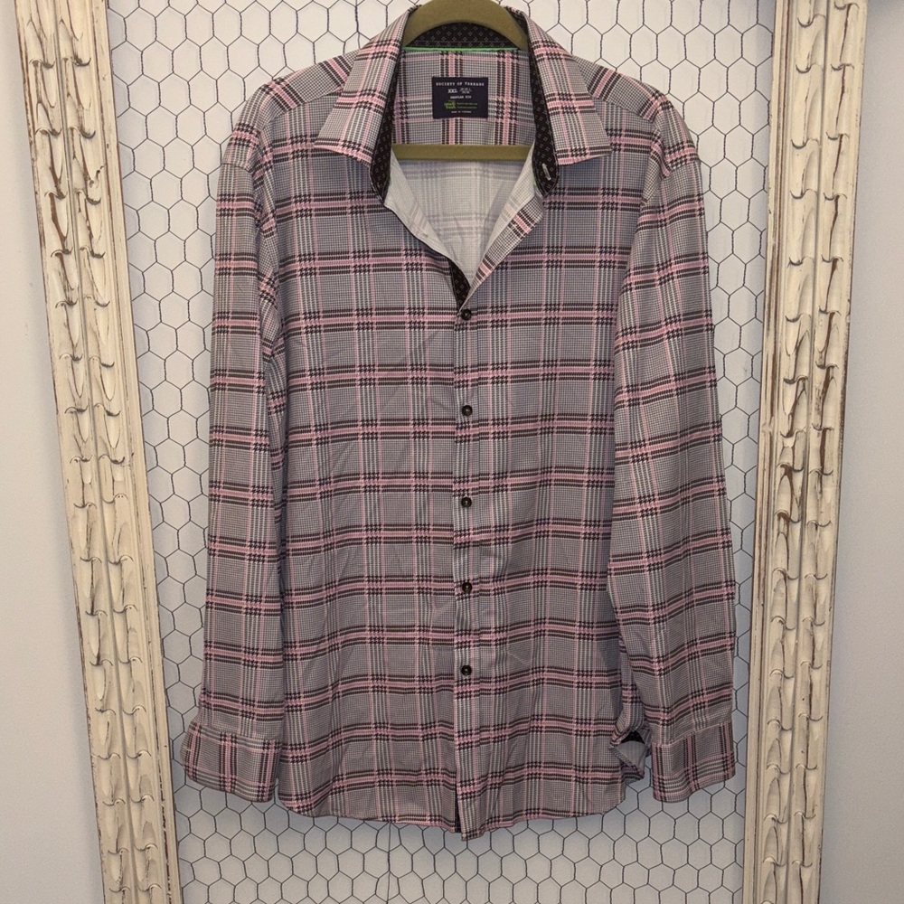 Society of Threads Plaid Button-Up Regular Fit Shirt